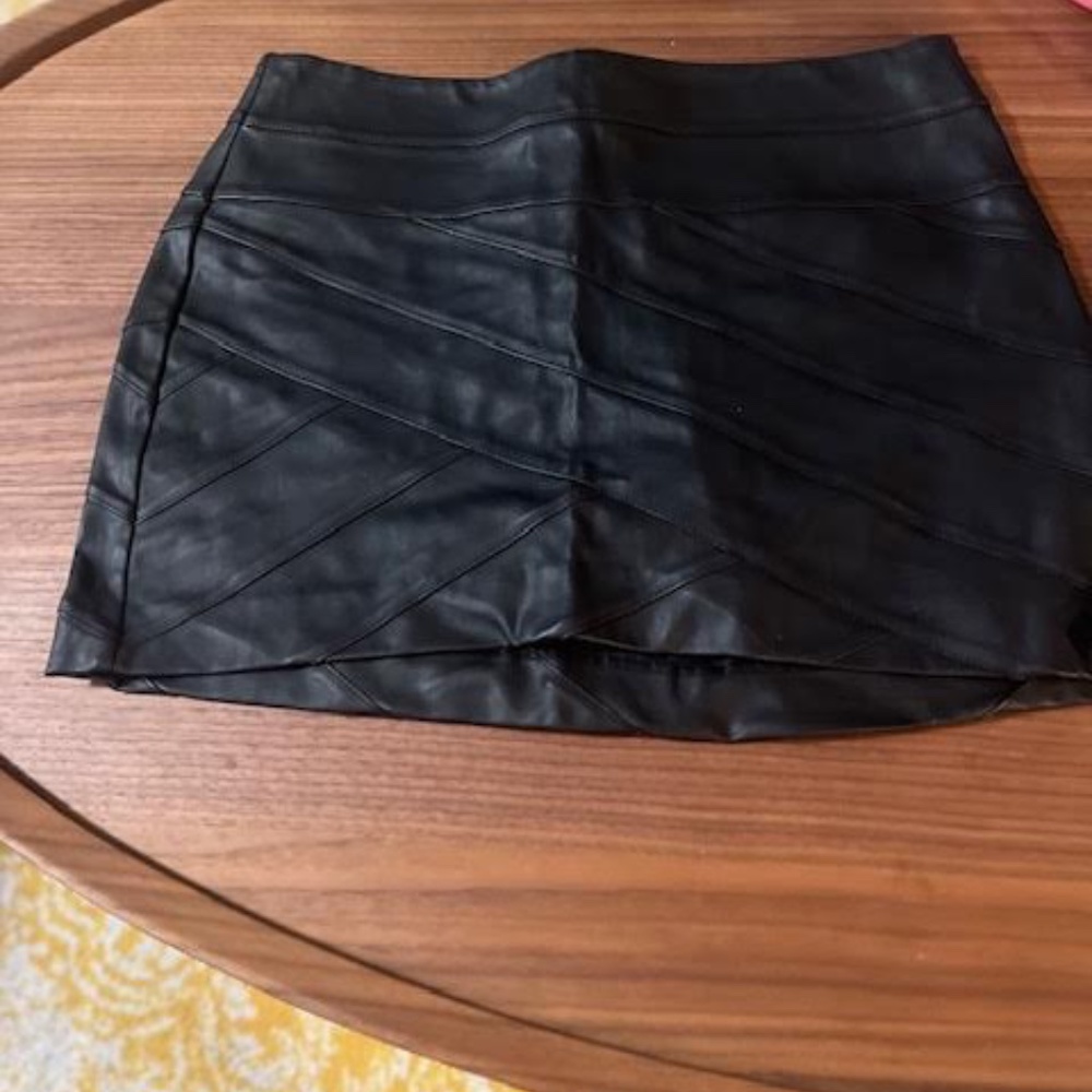 NWT Express Faux Leather Black Bandage Mini Skirt